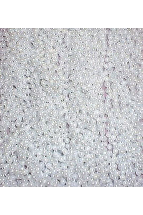 60 White Pearl Mardi Gras Beads Party Favors Necklaces 5 Dozen Lot