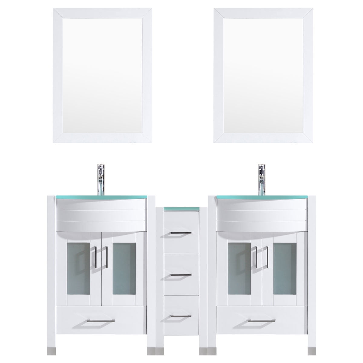 60 White Vanity Set - Two 24 Sink Bases, One 12 Drawer Base (LV3-C13-60-W)