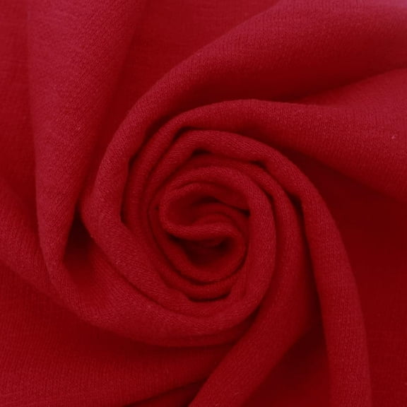 60" Wide 100% Cotton Slub French Terry Fabric by the Yard - 210 GSM, Medium Weight, 2-Way Stretch, Breathable - Ideal for Activewear, Layering & Sweatshirts- Red