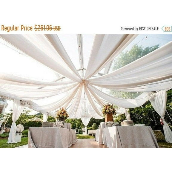 60" Wide (10ft Wide) x 100 Yards Roll - IVORY Sheer Chiffon Fabric - Perfect for Draping Panels Masking for Weddings Events -