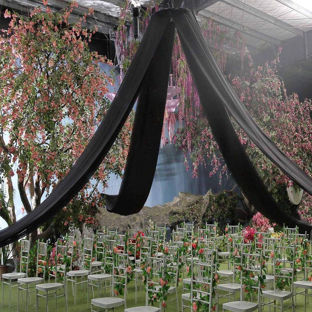 60" Wide (5ft Wide) Black Sheer Chiffon Fabric - Perfect for Draping Panels and Masking for Weddings & Events - 10 Yards
