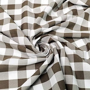 60" Wide Checkered Gingham Buffalo Check Polyester Poplin Fabric - Brown & White - 10 Yards