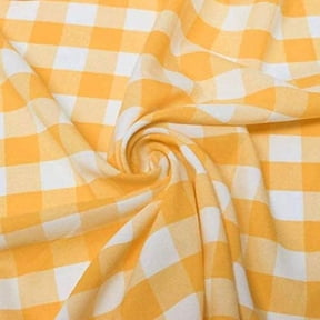 60" Wide Checkered Gingham Buffalo Check Polyester Poplin Fabric - Tangerine & White - 50 Yards