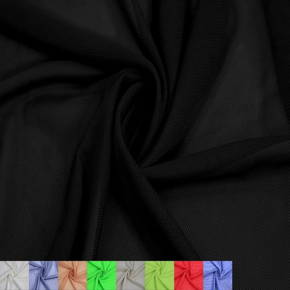 60" Wide Poly Spandex Lace Power Mesh Fabric by the Yard- (100 GSM), Lightweight, 4-Way Stretch, Breathable - for Apparel, Headbands, Bridal Wear & Accessories -Black