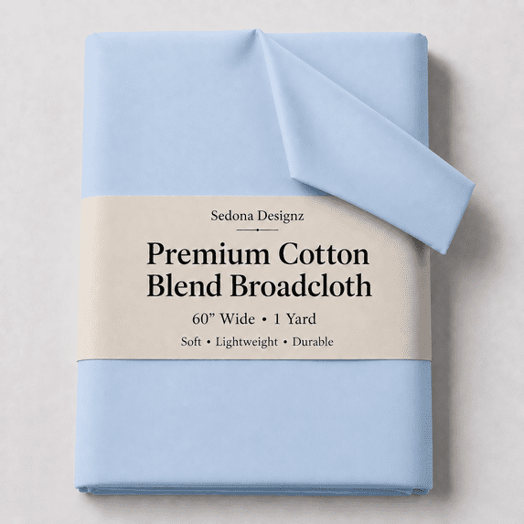 Sedona Designz 60" Wide Poly Cotton Broadcloth Fabric by the Yard, Baby Blue
