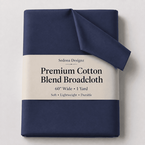 Sedona Designz 60" Wide Broadcloth Poly Cotton Fabric by the Yard, Navy Blue