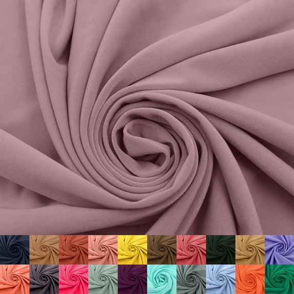 60" Wide Venezia Poly Spandex Fabric - (200 GSM), Medium Weight, 2-Way Stretch, Soft & Breathable for Apparel, Activewear, Leggings, Decorations, Headband & DIY-Mauve Dark
