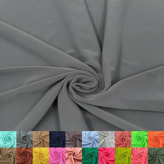 60" Wide Venezia Poly Spandex Fabric - (200 GSM), Medium Weight, 2-Way Stretch, Soft & Breathable for Apparel, Activewear, Leggings, Decorations, Headband & DIY-Silver
