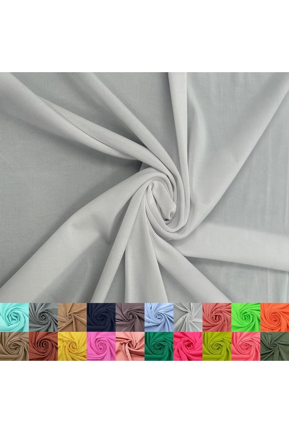 60" Wide Venezia Poly Spandex Fabric - (200 GSM), Medium Weight, 2-Way Stretch, Soft & Breathable for Apparel, Activewear, Leggings, Decorations, Headband & DIY-White