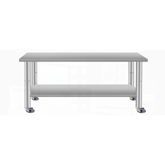 60'' Wide x 24'' Deep Commercial Work Table for Restaurant & Home - Stainless Steel with Wheels & Under Shelf, Durable Construction