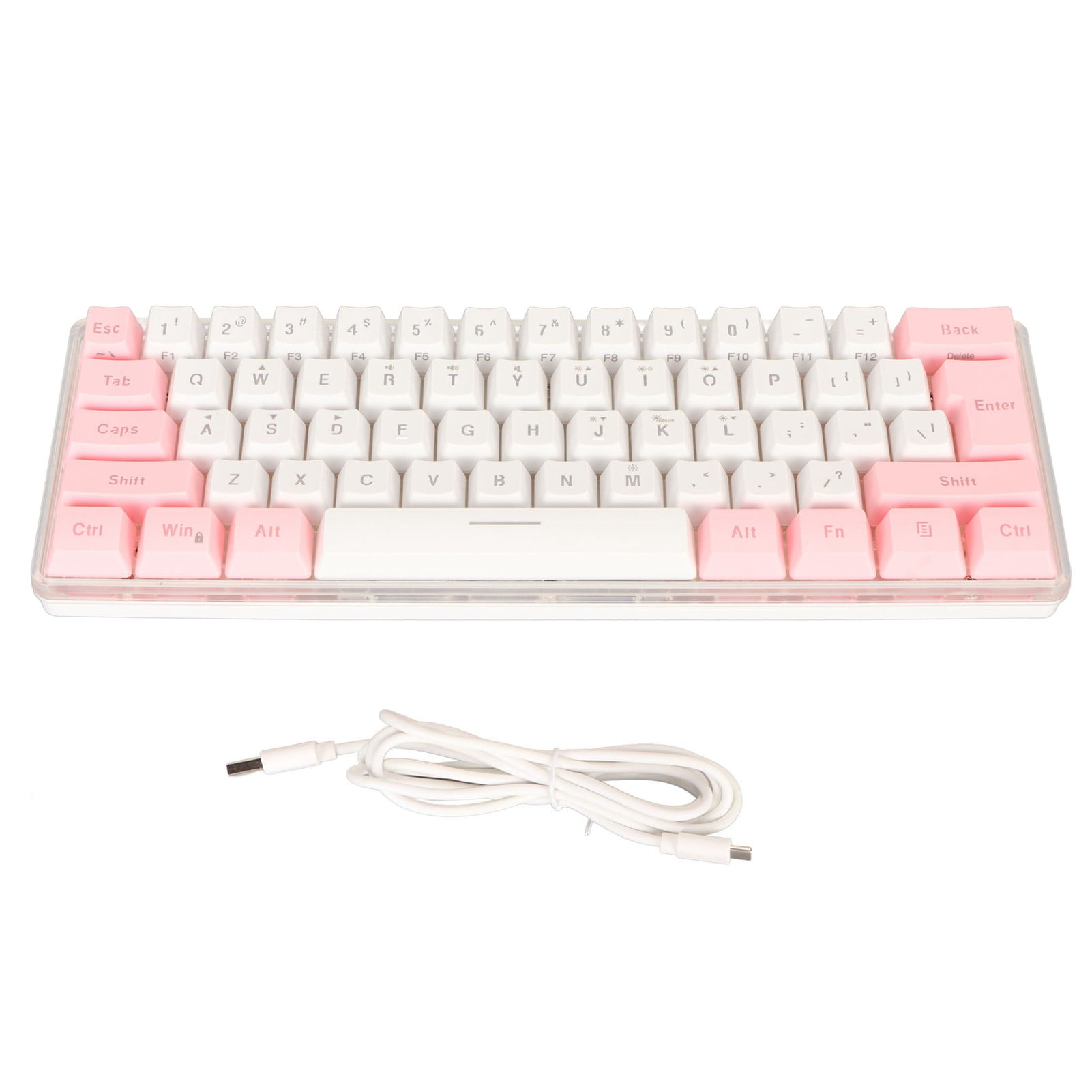 60% Wired Gaming Keyboard Mini Keyboard Imitated Mechanical Technique Compact 61 Keys Keyboard for Gamer Typist Pink White