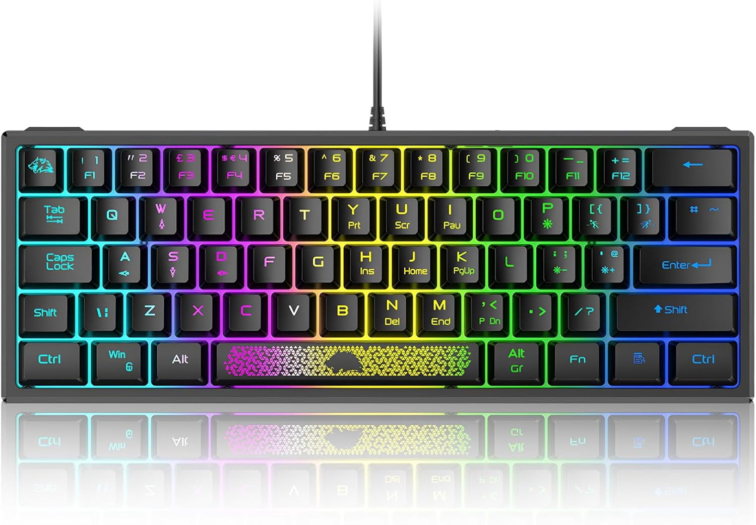 60% Wired Gaming Keyboard, RGB Backlit Ultra-Compact Mini Keyboard ...