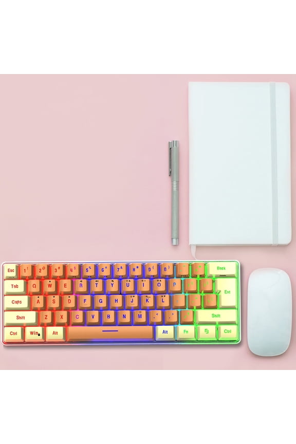 60% Wired Mechanical Gaming Keyboard, 61 Keys Blue Switch RGB Backlit Keyboard, Beige Compact 61 Key Keyboard for PC, Laptop, Gaming & Office