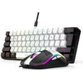 thumbnail image 1 of 60% Wired RGB Gaming Keyboard and Mouse Combo, 14 Mode of Backlight, 6400 DPI Gaming Mouse, Mini Keyboard with Membrane Switch Comfort Use Budget Typing for PC Computer Laptop (White), 1 of 6