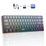 60% Wireless Gaming Keyboard with RGB Backlit,Triple Connectivity,Bluetooth Keyboard with Ergonomic Design,2000mAh Long Battery,68 keys Wired Mini Keyboard for PC/Laptop Gamers