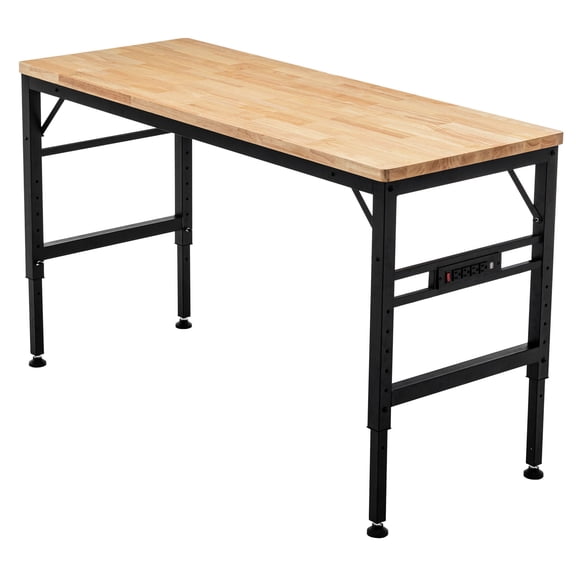 60" Workbench with Metal Frame - 4 AC Outlets - For Home Use - Power Multiple Devices