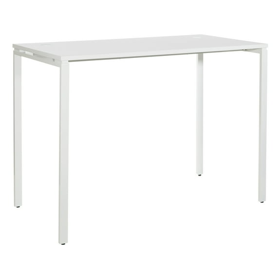 60" Writing Desk with White Laminate Top and White Finish Metal Legs