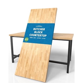 5FT Butcher Block Countertop, 60" x 25" x 1.5" Solid Wood Table Top, Unfinished Birch Wood Slab for DIY Workbench Desk Top, Laundry Countertop, Kitchen Island