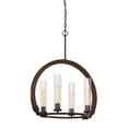 thumbnail image 1 of 60 X 4 Watt Wood and Metal Chandelier with Glass Shade, Brown and Bronze, 1 of 5