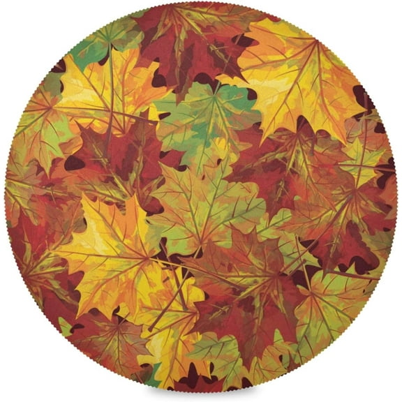 60"X 60" Fall Leaves Elastic Fitted Edged Round Tablecloth Fade Resistant Anti-Shrink Table Cloth Washable Table Cover for Banquet Home Indoor or Outdoor