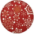 thumbnail image 1 of 60"X 60" Red and Golden Christmas Snowflakes, Elastic Fitted Edged Round Tablecloth Waterproof Anti-Shrink Soft Polyester Table Cloth Washable Table Cover for Banquet Home Indoor or Outdoor, 1 of 7