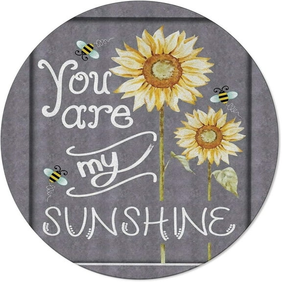 Vintage Sunflower, Elastic Fitted Edged Round Tablecloth Waterproof Anti-Shrink Soft Polyester Table Cloth Washable Table Cover for Banquet Home Indoor or Outdoor 60"X 60"