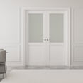 thumbnail image 1 of 60" X 96" French Doors Half Glass Prefinish Interior Pantry Door Solid Core Double Door With Hardware Kit / Handles, 1 of 8