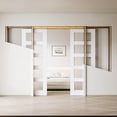 thumbnail image 1 of 60" X 96" Frosted Glass 5-Lite Sliding Pocket Door White Standard Door with Hardware Kit Set, 1 of 8