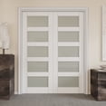 thumbnail image 1 of 60" X 96" Interior Sliding Pocket Doors 5 Lite Tempered Frosted Glass Sliding Door With Hardware & Soft Close, 1 of 7