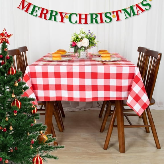 60"X120" Rectangle Tablecloth Red and White Tablelcoth Checkered Table Cloth Farmhouse Table Overlay Cotton Tablecloth Gingham Table Cover for Dining,Picnics,Outdoor
