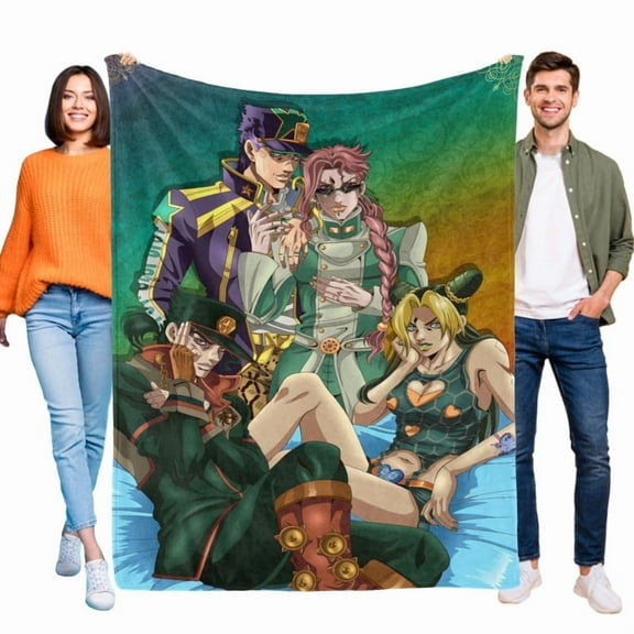 60"X50" JoJo's Bizarre Adventure Anime Blanket Soft Throw Blanket Micro Fleece Fuzzy Blankets Thin Bed Couch Decor Adult Nap Bedroom Car All Season Birthday Gifts