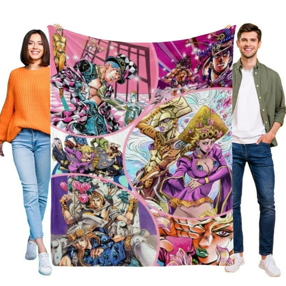 60"X50" JoJo's Bizarre Adventure Anime Blanket Soft Throw Blanket All Season Micro Fleece Fuzzy Blankets Thin Bed Couch Decor Adult Nap Bedroom Car Birthday Gifts