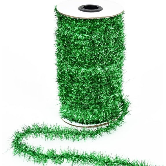 60 Yard Red Thin Tinsel Garland Ribbon Glitter Thin Metallic Tinsel Garland Tinsel Wire Christmas Ribbon for Christmas Tree Wrapping Birthday Family Party Wedding Decorations