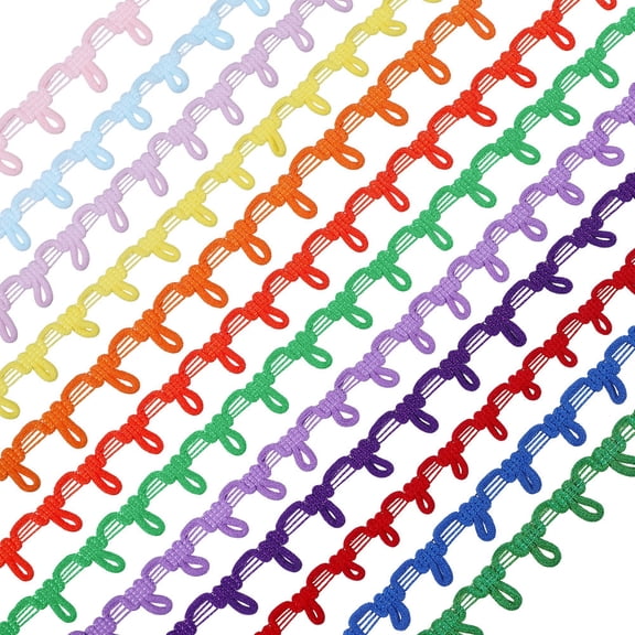 60 Yards 12 Colors Gimp Braid Trim with Elastic Button Loop DIY