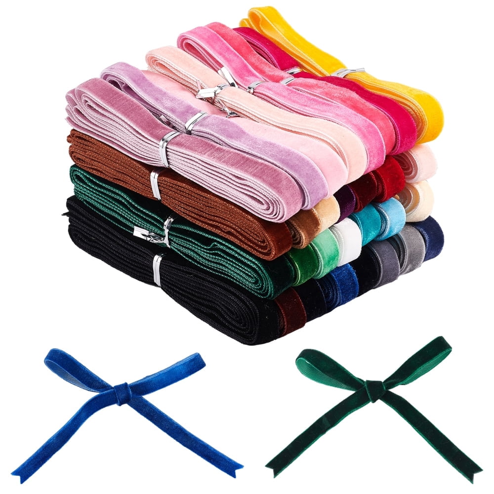 SUNNYCLUE Velvet Ribbon 10mm Wide, Polyester Satin, 30 Mixed Colors, 2 ...