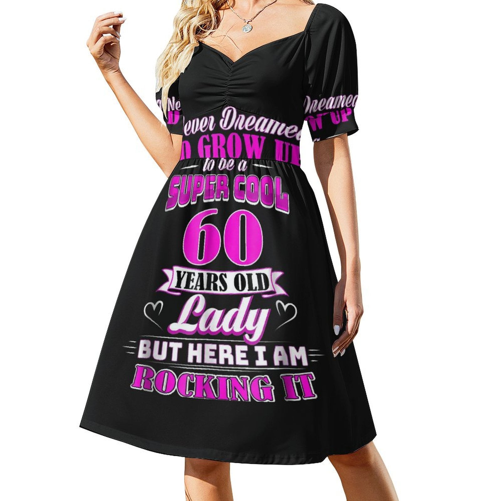 60 Year Old Lady Funny 60th Birthday Short Sleeve Dress Clothes Women's ...