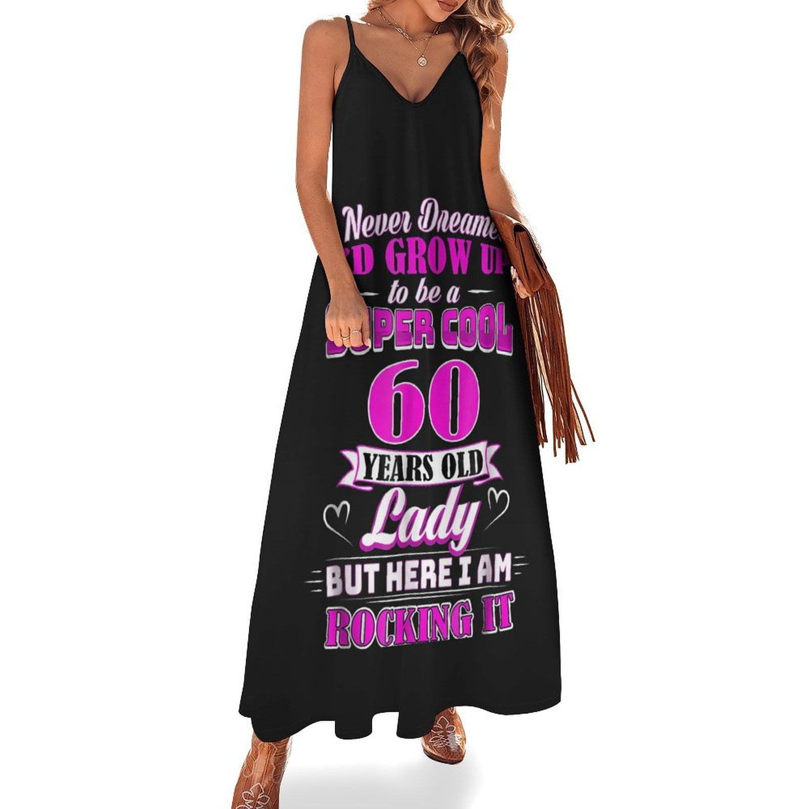 60 Year Old Lady Funny 60th Birthday Sleeveless Dress loose women's dress cocktail dresses skirt ...