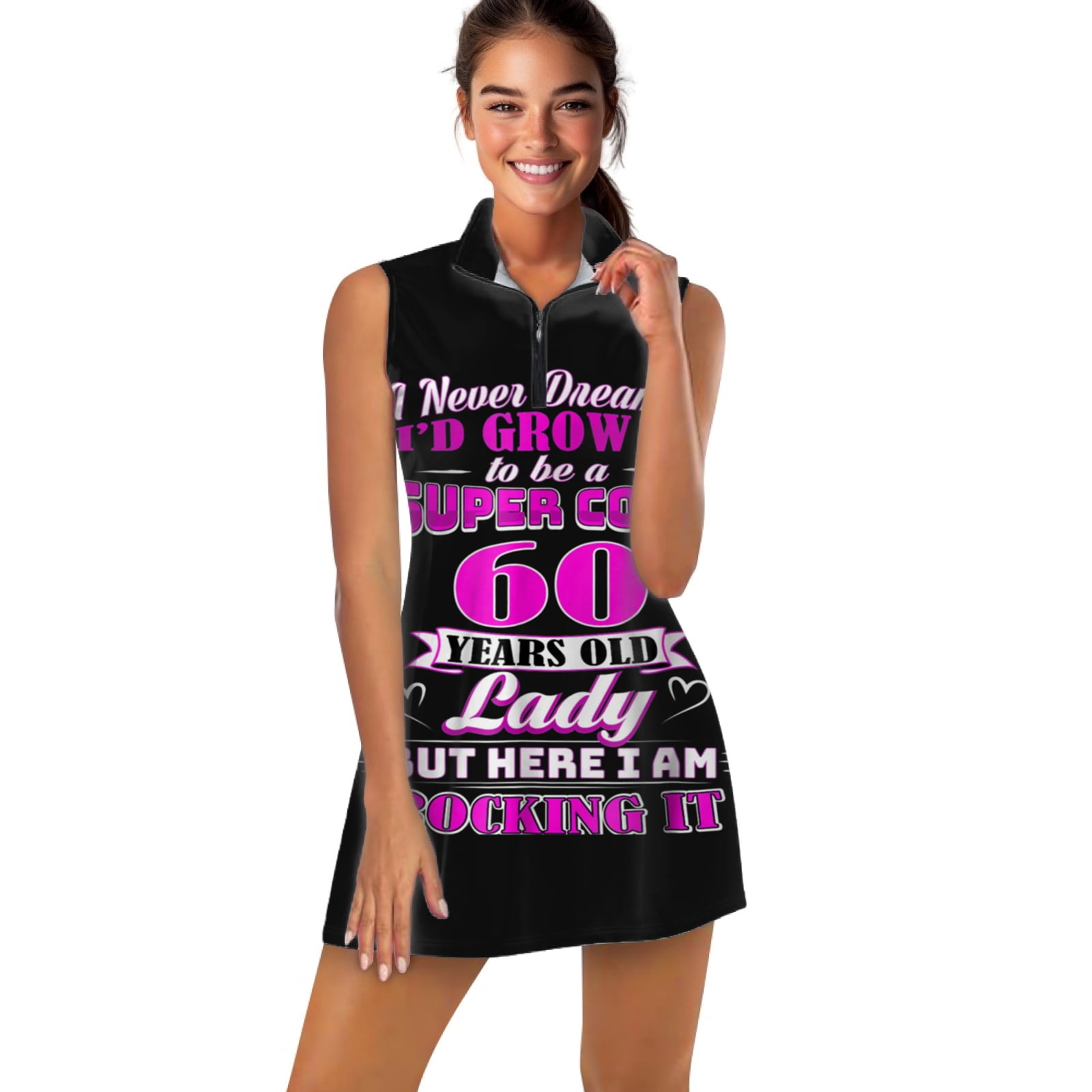 60th birthday dresses 60 Year Old Lady Funny Sports Women Tennis Dress Outdoor Badminton Golf Quick-Drying And Breathable Sports Dress Color:Frosted Lilac stars and 60 Cettire Gender:  Girl Best Bras for Backless