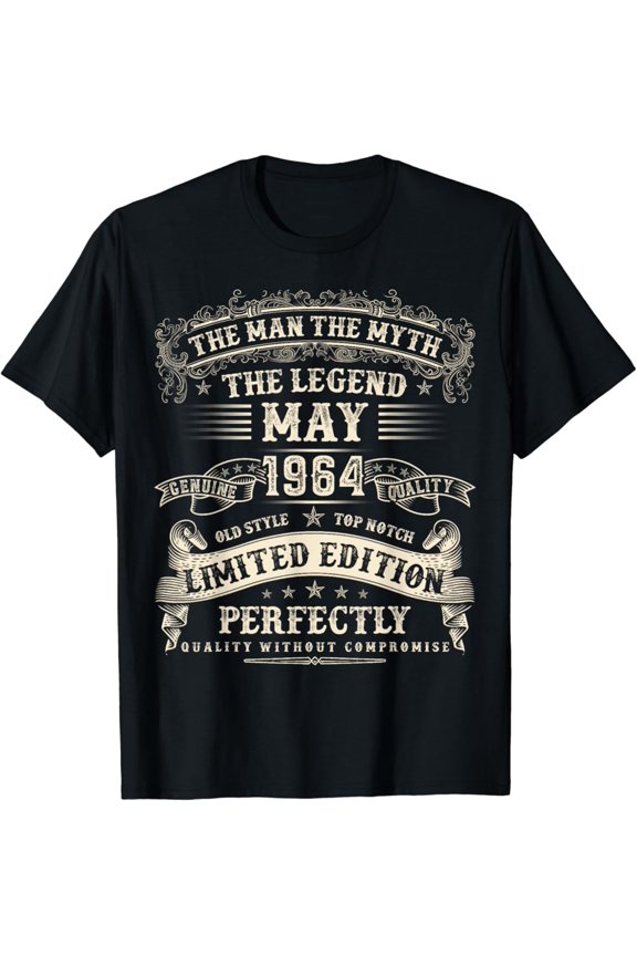 60 Year old Bday Gifts For Men May 1964 Birthday 60th T-Shirt Vintage Tee -Birthday Gifts, Birthday Gift