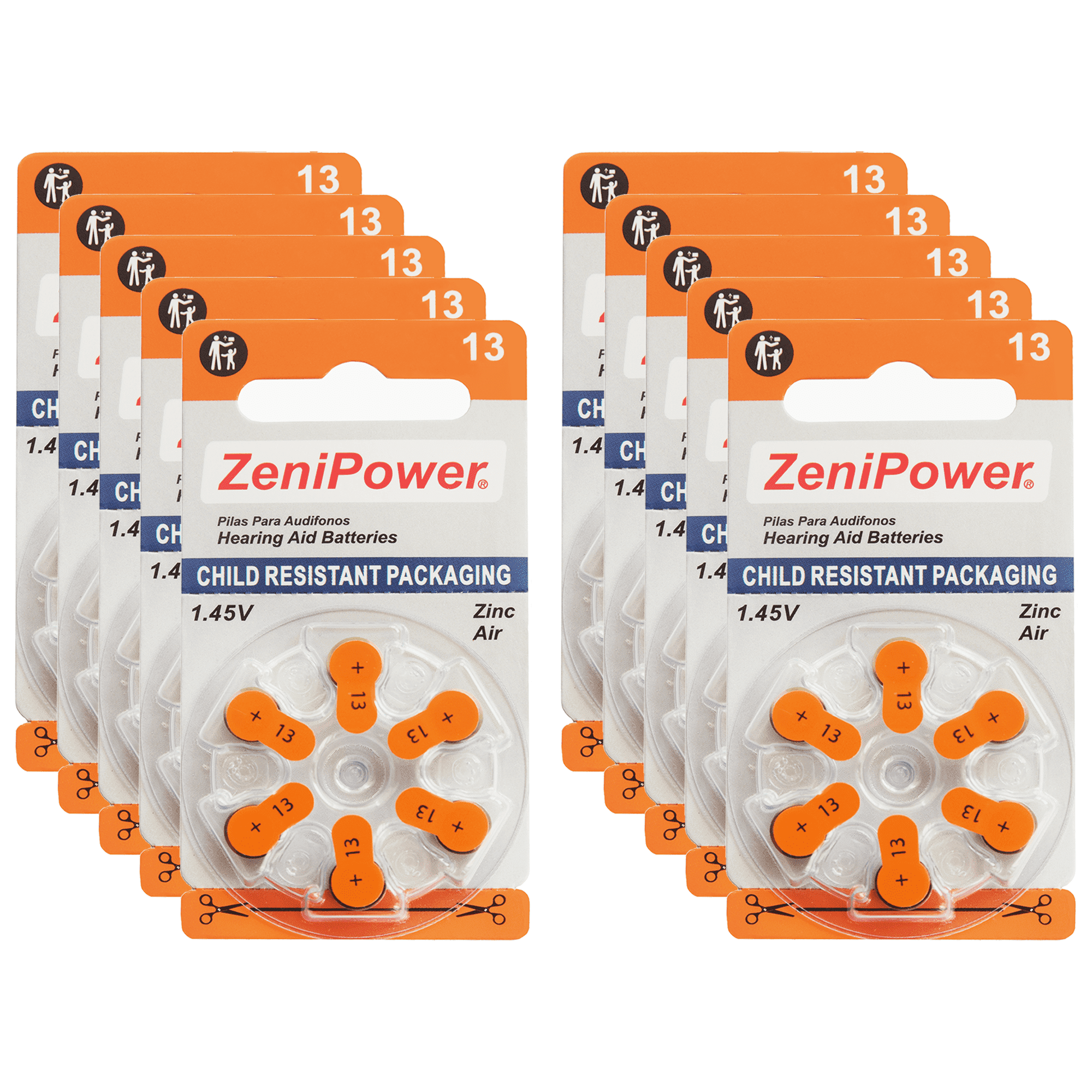 60 ZeniPower Hearing Aid Batteries Size: 13