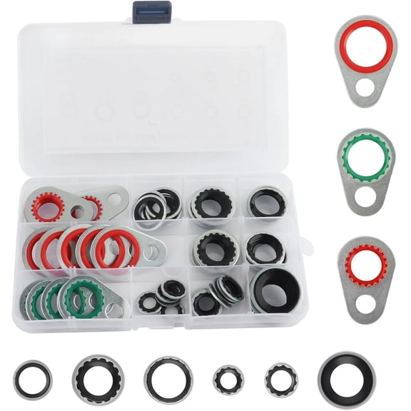 60 count AC O Ring Kit&AC Seal Kit for AC Compressor,O Ring Kit for Air Conditioning ,Kit with Multiple Sizes of Gasket Fits
