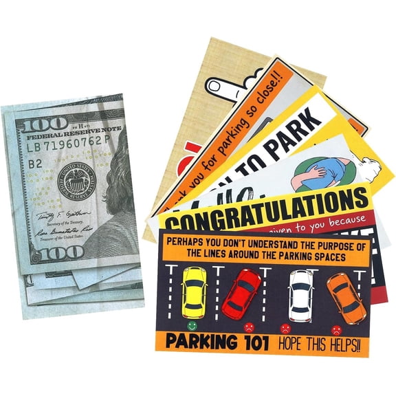 60 count Bad Parking Cards Funny Prank Notes with 6 Designs for Bad Drivers Under Wiper Hilarious Prank Stuff That Looks Like Real from a Distance