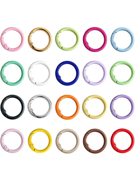 60 count Carabiner Clip Bulk, Metal Key Ring Clip Circle Rings Round Carabiner Spring O Ring Snap Hook Key Chain Clips for DIY Bag Handbag Purse