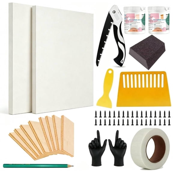 60 count Drywall Repair Kit for Large Holes, 12x12 Drywall Patch Kit with Spackle, , Backing Boards, Mesh Tape and Putty , Complete Sheetrock Repair for Wall and Ceiling