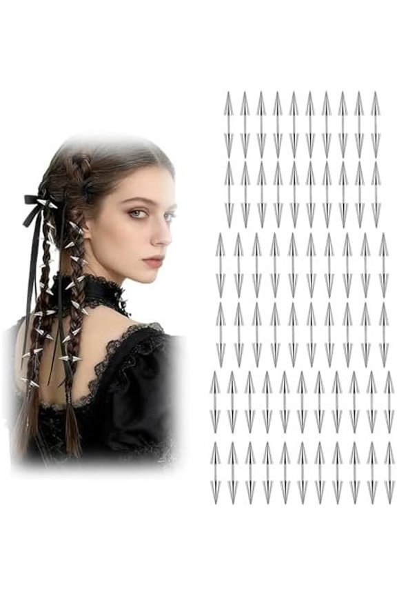 60 count Hair Clips Accessories for Goth, Gothic Punk Stainless Steel Spiked Hair Clips Emo Grunge Alternative Accessories, 3 Sizes  Y2K Hair Clip for Women Men, Punk Style Hair