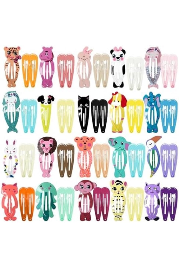 60 count Hair Clips for Girls,Cute Cartoon  Shaped 's Hair Accessories with Elastic Non Slip Metal Hair Bows(Snap Barrettes for  Teens Women)