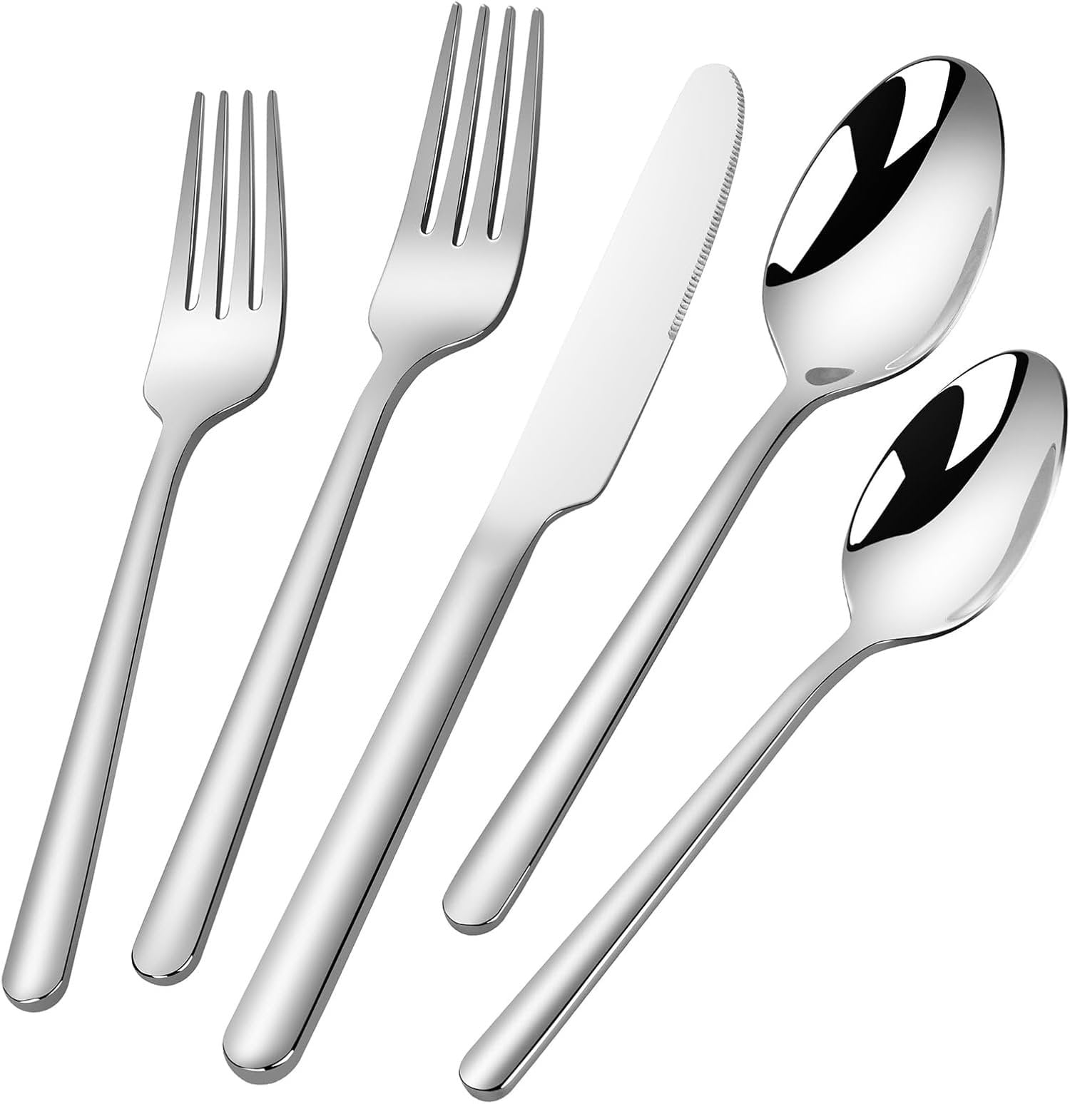 60 count Heavy Duty Silverware Set for 12, 18/10 Stainless Steel ...