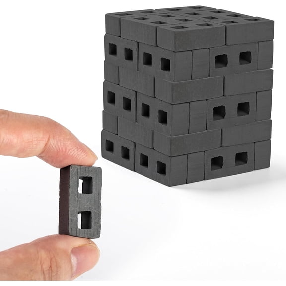 60 count Mini Bricks for Crafts 1/12 Scale Cinder Blocks Miniature potter's Clay Blocks for Garden Landscaping Model Architect Buildings DIY Construction Office Desk Toys Supplies (Grey)