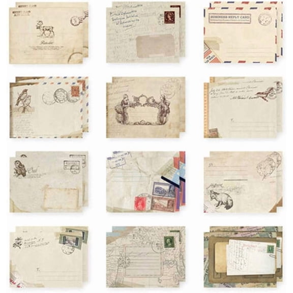 60 count Mini Paper Envelopes Small Retro Envelop Mailers European Style Stationery Greeting/Invitation Tools for Students Art Craft DIY, 3.7" X 2.8"