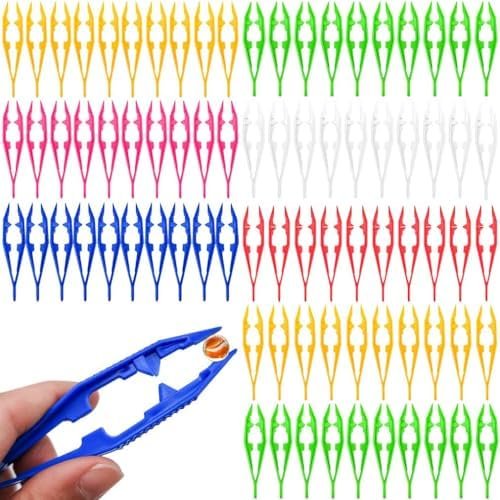 60 count Plastic Tweezers for Crafting 6 Colors Bead Projects Tweezers Forceps Tools for Dried DIY Making Adult Classroom School